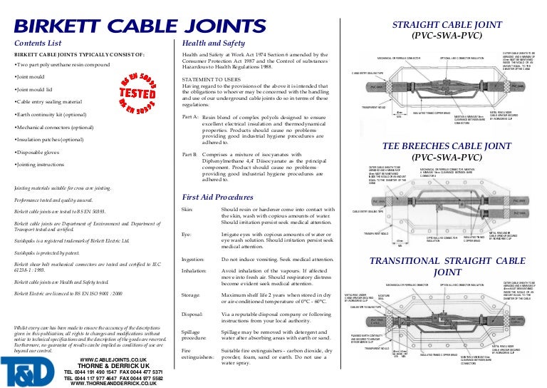 Birkett Cable Jointing Kits Jointers Instruction