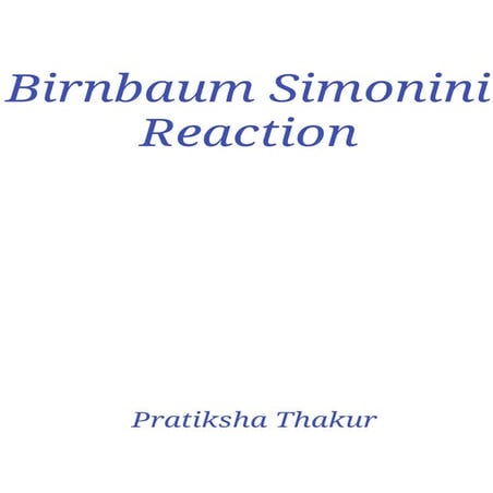 Birnbaum Simonini Reaction | PDF