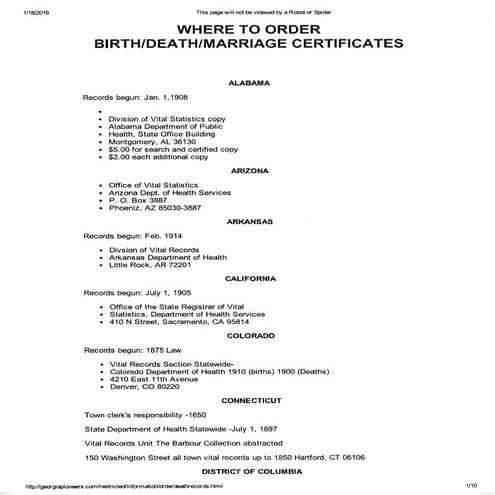 Birth Death Marriage Certificates by State