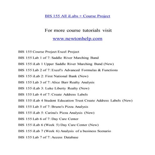 BIS 155 Expect Success/newtonhelp.com