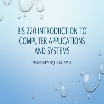Computer Applications and Systems - Workshop V