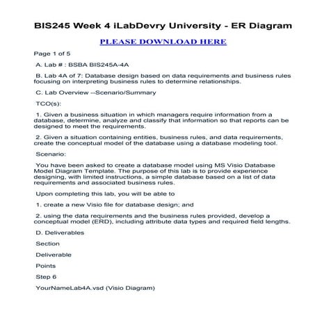 Bis245 week 4 i lab devry university   er diagram