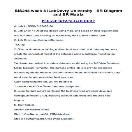 Bis245 week 5 i lab devry university   er diagram and er matrix