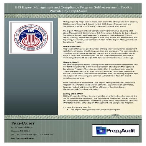 BIS Export Management and Compliance Program Self-Assessment Toolkit