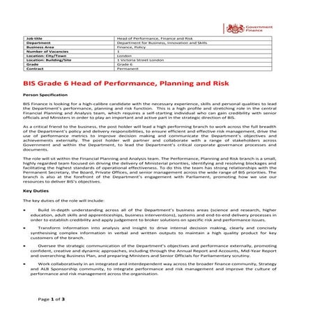 Bis g6 jd head of performance, finance and risk