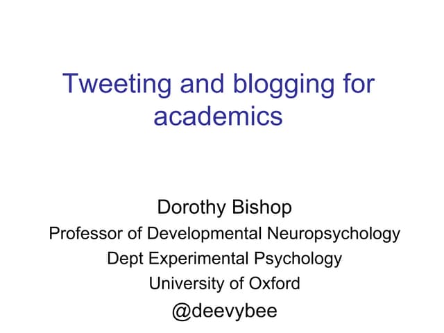 Dorothy Bishop social media 2012