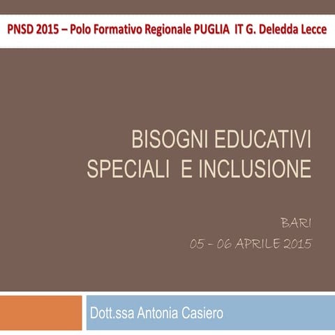 Bisogni educativi speciali e inclusione