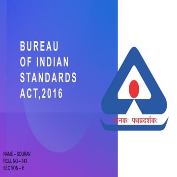 BUREAU OF INDIAN STANDARDS ACT, 2016