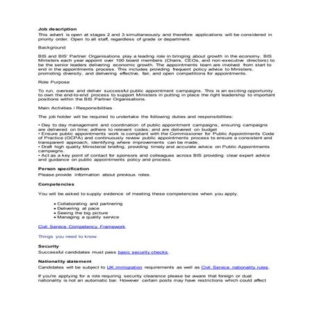 Bis public appointments campaign manager