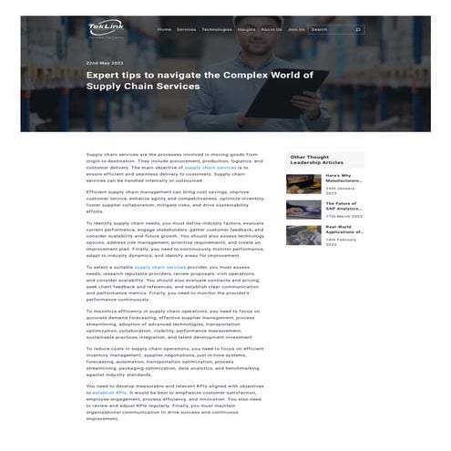 Expert tips to navigate the Complex World of Supply Chain Services | TekLink
