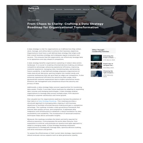 From Chaos to Clarity: Crafting a Data Strategy Roadmap for Organizational Tr...