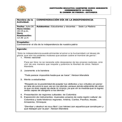 DÍA DE DE LA INDEPENDENCIA