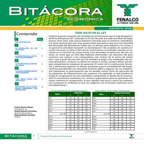 BITÁCORA ECONÓMICA - AGOSTO 2018 
