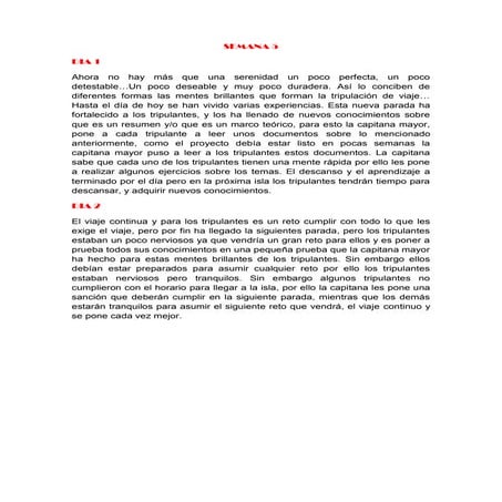 Bitacora del viaje semana 5