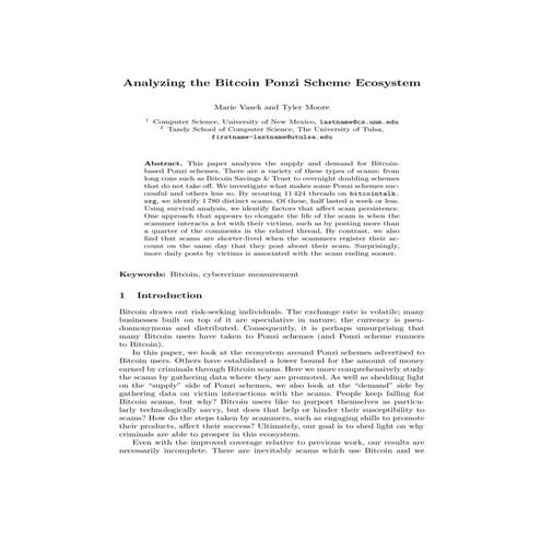 Analyzing the Bitcoin Ponzi Scheme Ecosystem