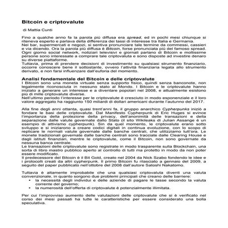 Bitcoin e criptovalute