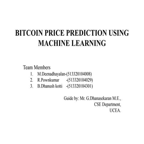 bitcoin project price using meachine learning .pptx