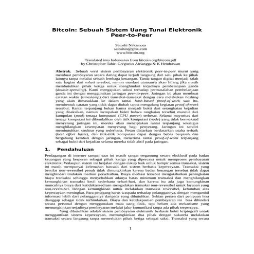 Whitepaper Bitcoin Bahasa Indonesia - Sebuah Sistem Uang Tunai Elektronik 