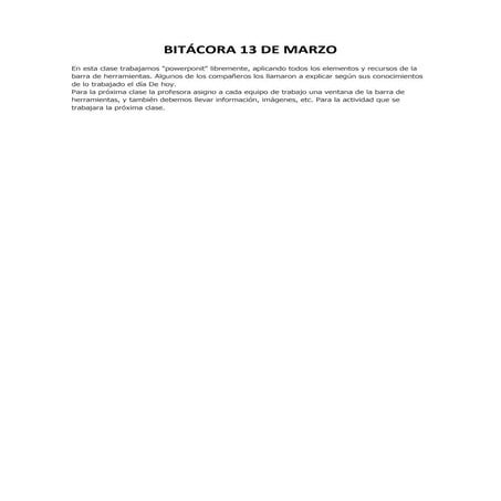 Bitácora 13 de marzo