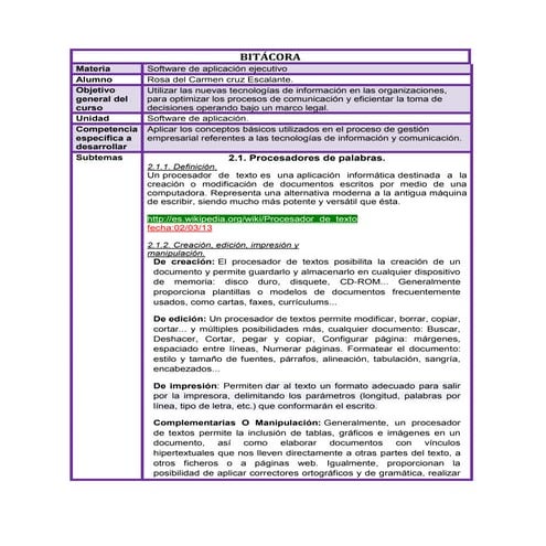 Bitacora unidad 2 | DOCX