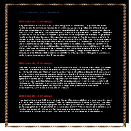 Bitácoras del 2 al 6 de mayo