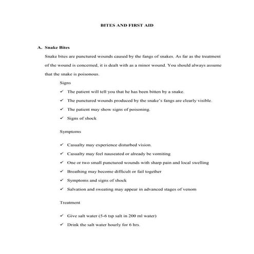 Bites and first aid
