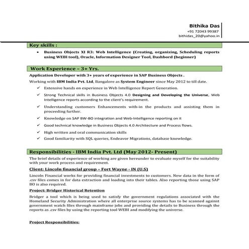 Bithika das sap bo developer 3+ | DOC