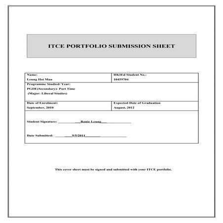 Bit iit   itce portfolio submission and declaration sheet