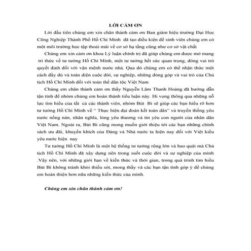 Bài tiểu luận tư tưởng hồ chí minh