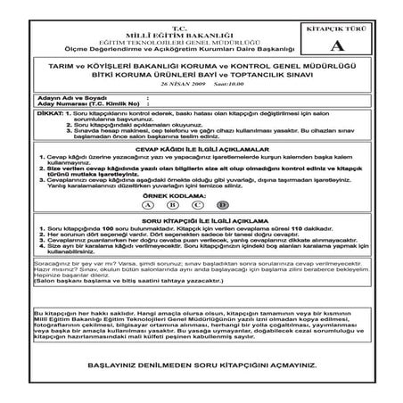 Bitki koruma urunleri bayi toptancilik sinavi