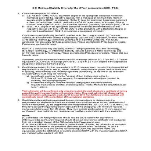 Bit mesra eligibility criteria for m. tech programmes