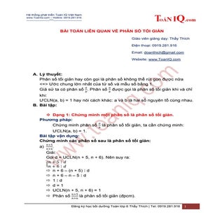 Bài toán liên quan về Phân số tối g...