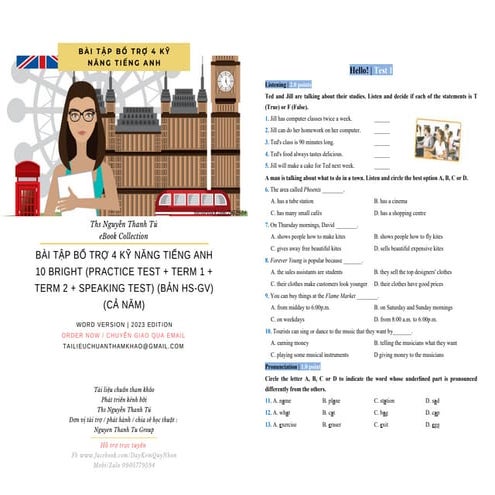 BÀI TẬP BỔ TRỢ 4 KỸ NĂNG TIẾNG ANH 10 BRIGHT (PRACTICE TEST + TERM 1 + TERM 2...