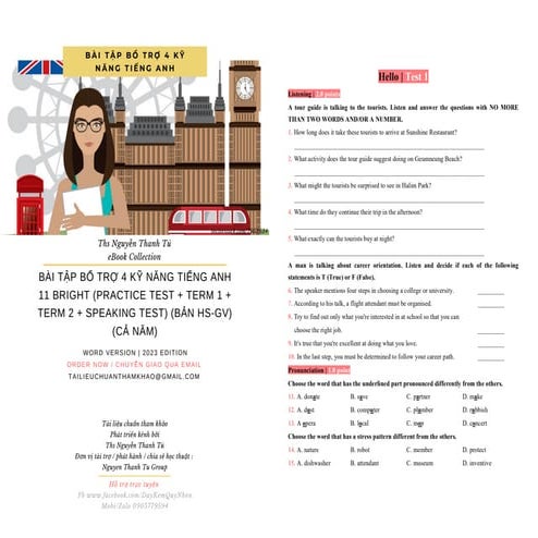 BÀI TẬP BỔ TRỢ 4 KỸ NĂNG TIẾNG ANH 11 BRIGHT (PRACTICE TEST + TERM 1 + TERM 2...