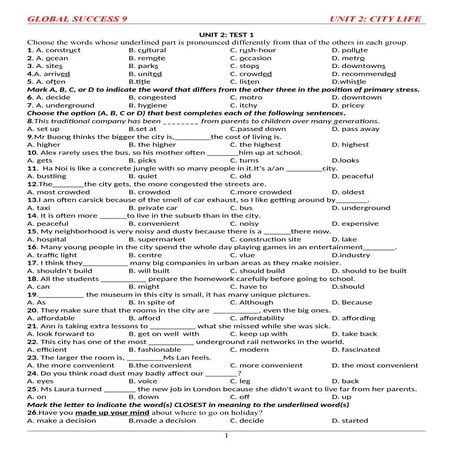 Bài Tập Bổ Trợ Global Success 9 UNIT 2 (PRACTICE TEST).doc