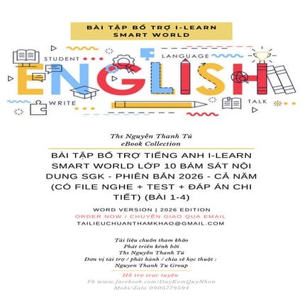 BÀI TẬP BỔ TRỢ TIẾNG ANH I-LEARN SMART WORLD LỚP 10 BÁM SÁT NỘI DUNG SGK - PH...