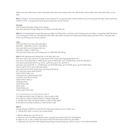 Bài tập môn thuế có lời giải