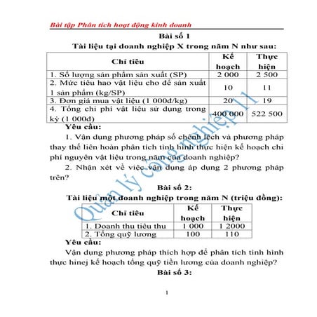 Bài tập phân tích hoạt động kinh doanh