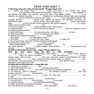 Bài tập thực hành tiếng anh lớp 76