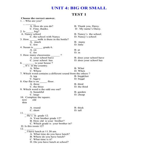 Bài tập tiếng anh lớp 6 (bài 4, 5)