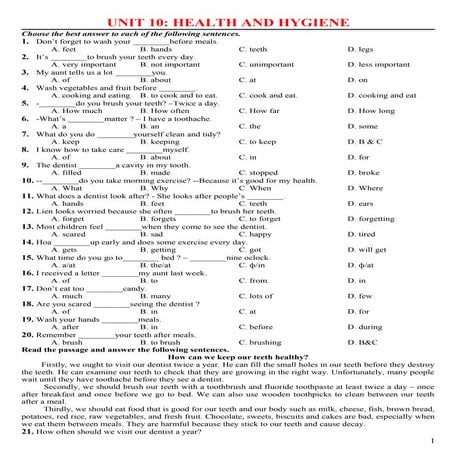 Bài tập tiếng anh lớp 7 (bài 10)