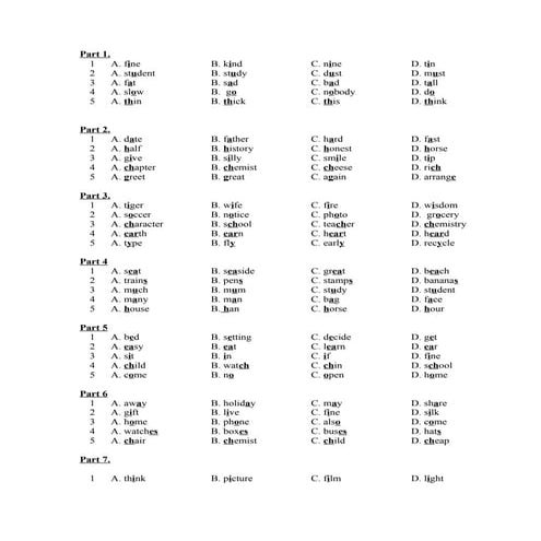 Bài tập tiếng anh lớp 7 (phát âm)