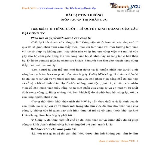 Bài tập tình huống quản trị nhân sự