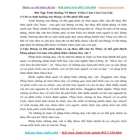 Bài Tập Tình Huống Về Bệnh” Trầm Cảm Của Con Gái.docx