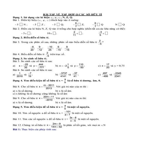 Bài tập về tập hợp q các số hữu tỉ