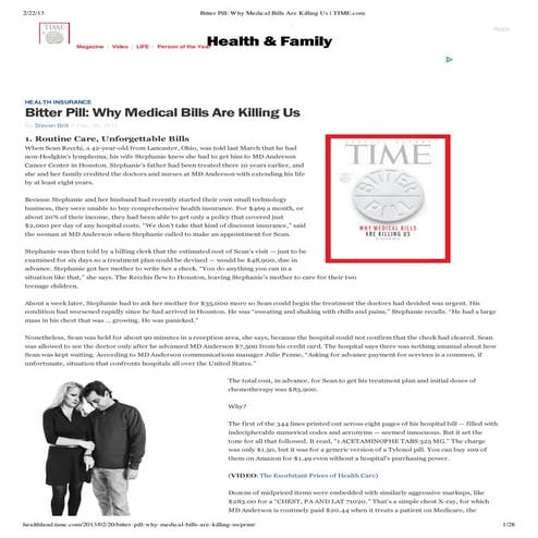 Bitter Pill: Why Medical Costs Are Killing Us?