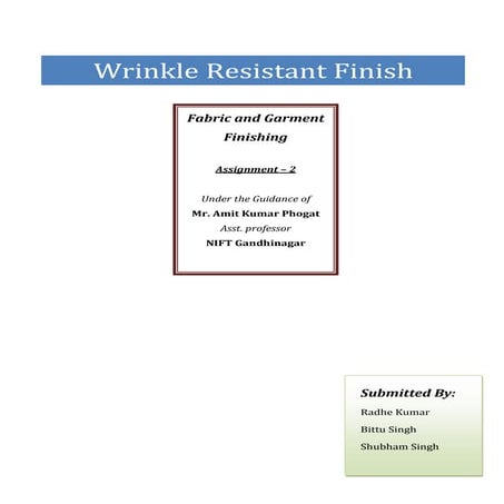 Wrinkle resistant finishes in textiles