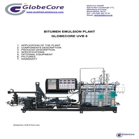Bitumen emulsion plant GlobeCore UVB 8 