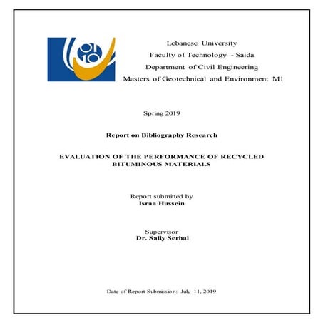 Evaluation of the Performance of Recycled Bituminous Materials