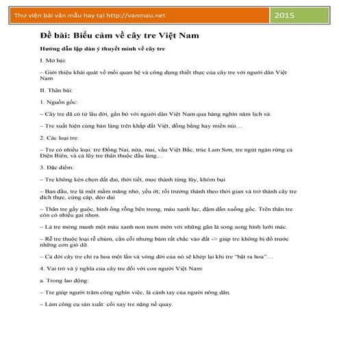 Biểu cảm về cây tre việt nam - vanmau.net